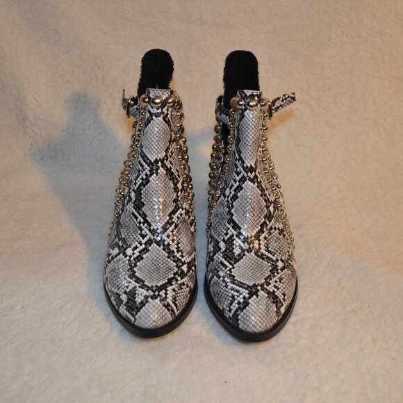 Jeffrey Campbell rylance studded booties white & black snakeskin s10 fits like 9 - Picture 9 of 16